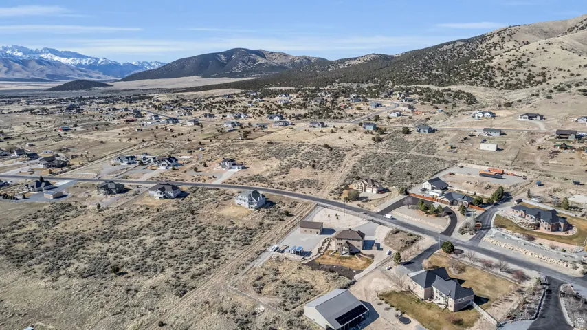 Aerial view with a mountain view and view of desert