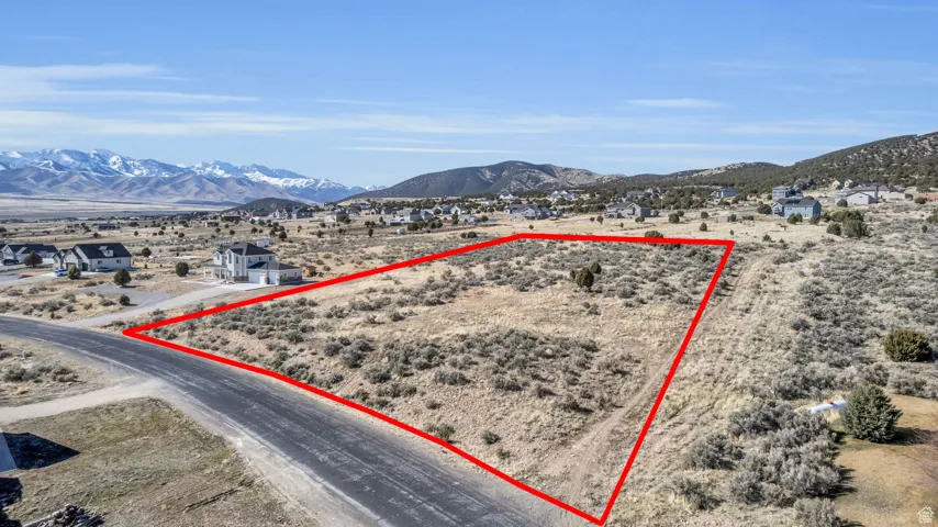 Birds eye view of property with a mountain view