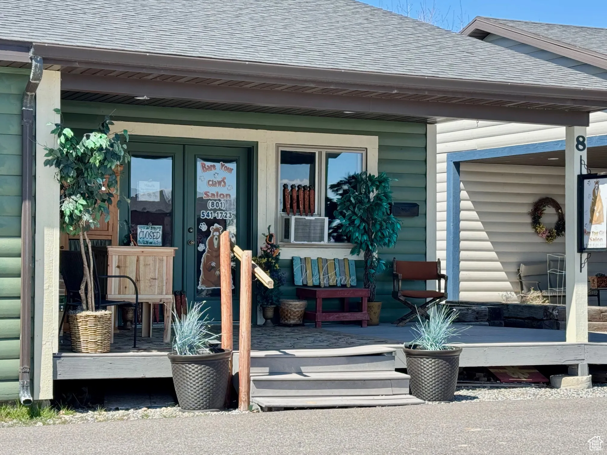 Shop with covered porch