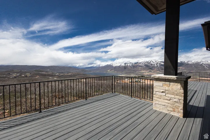Wooden terrace with a mountain view