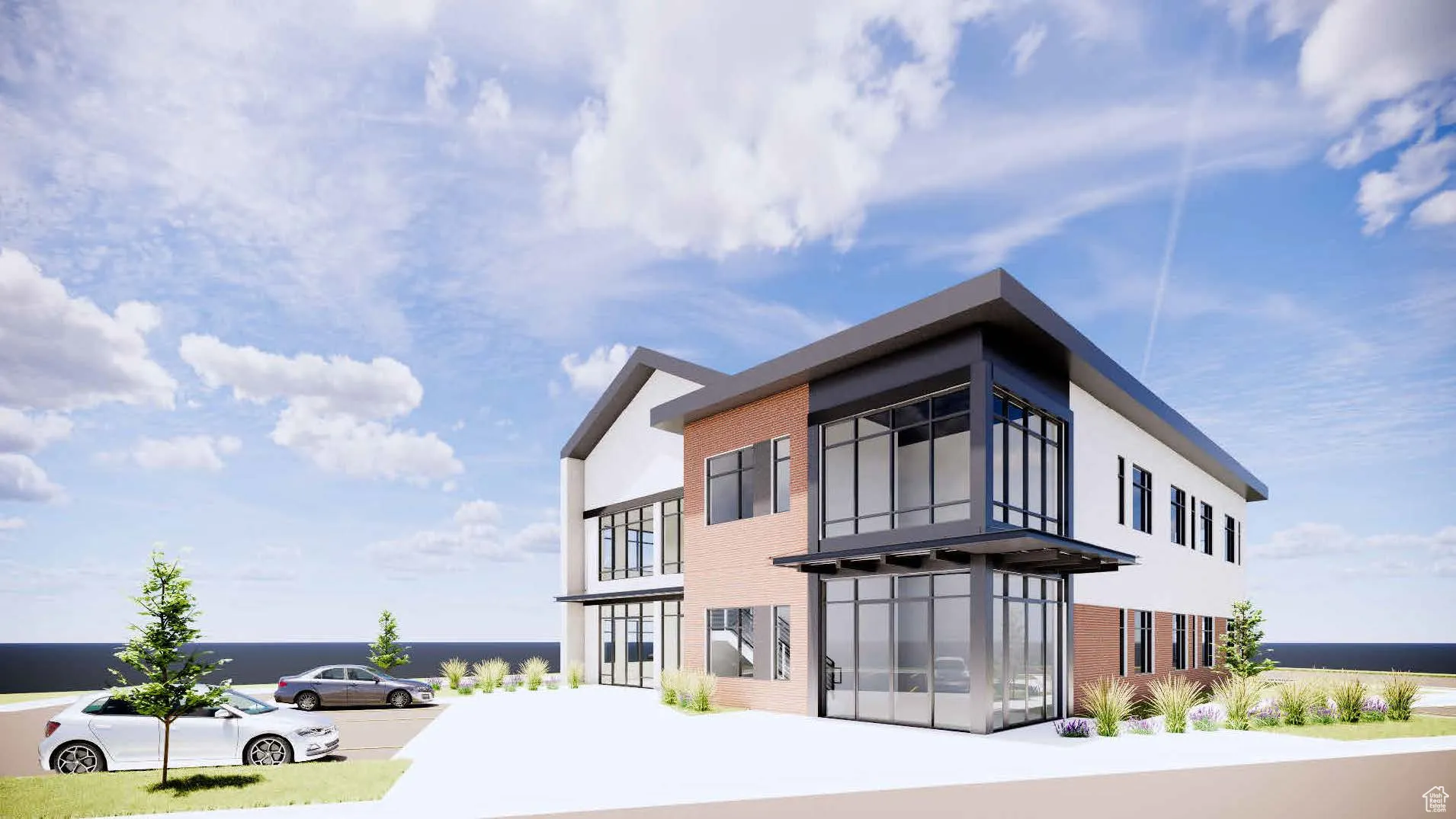 Exterior space with brick siding