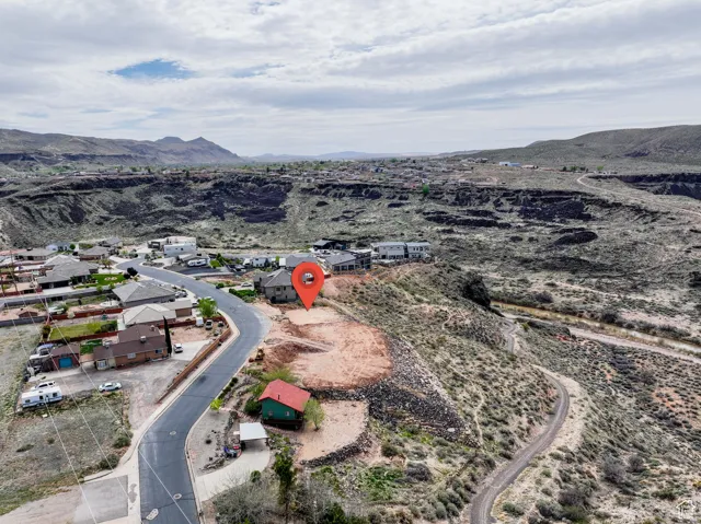 Aerial view featuring a mountain view
