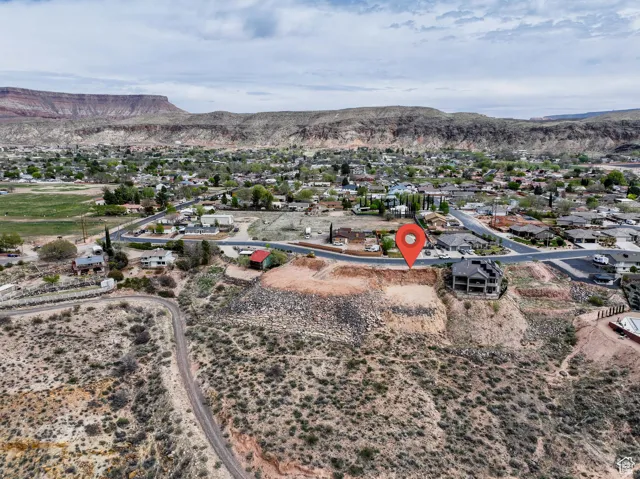 Drone / aerial view featuring a mountain view