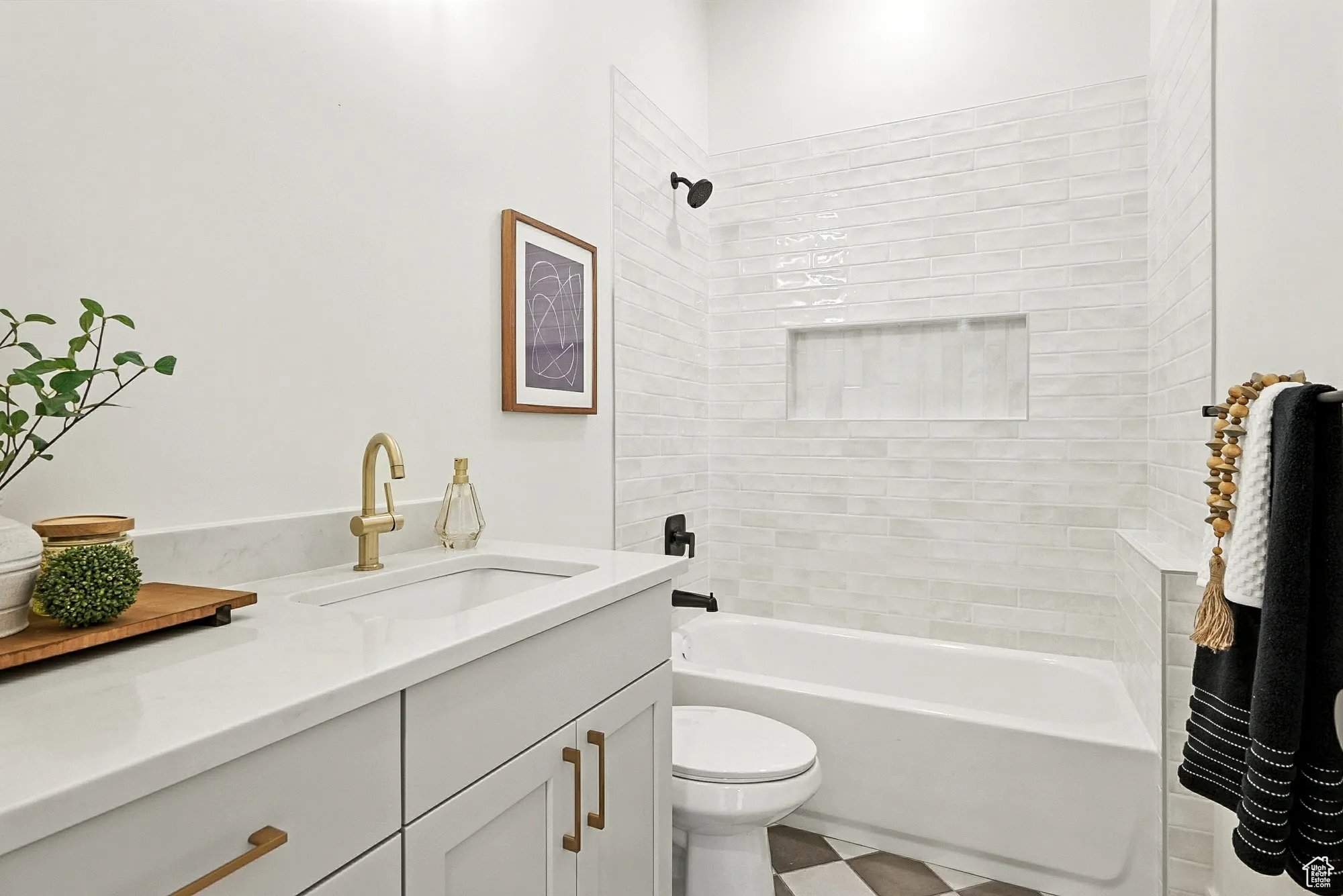 Full bathroom with bathtub / shower combination and vanity