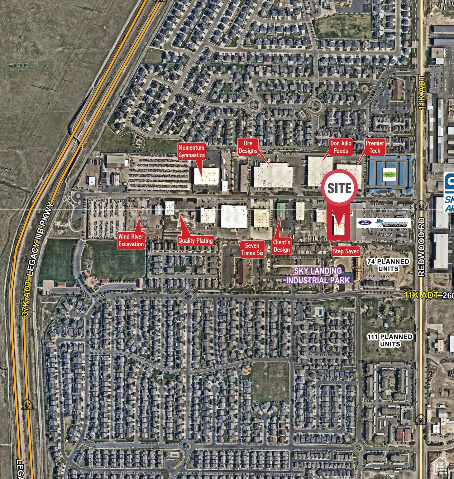 Aerial map of property and surrounding area