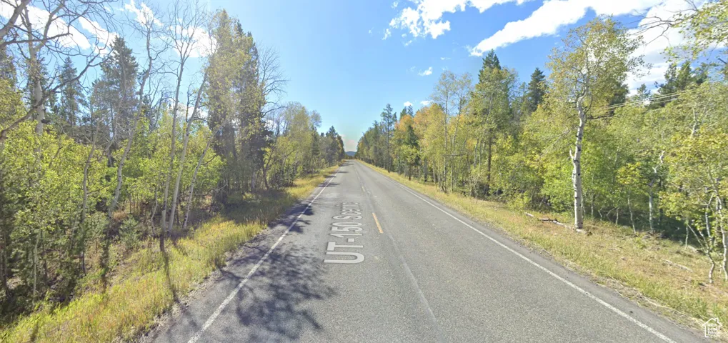 View of street featuring a wooded view