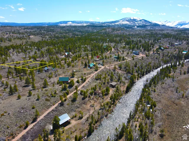 Aerial view featuring a mountain view