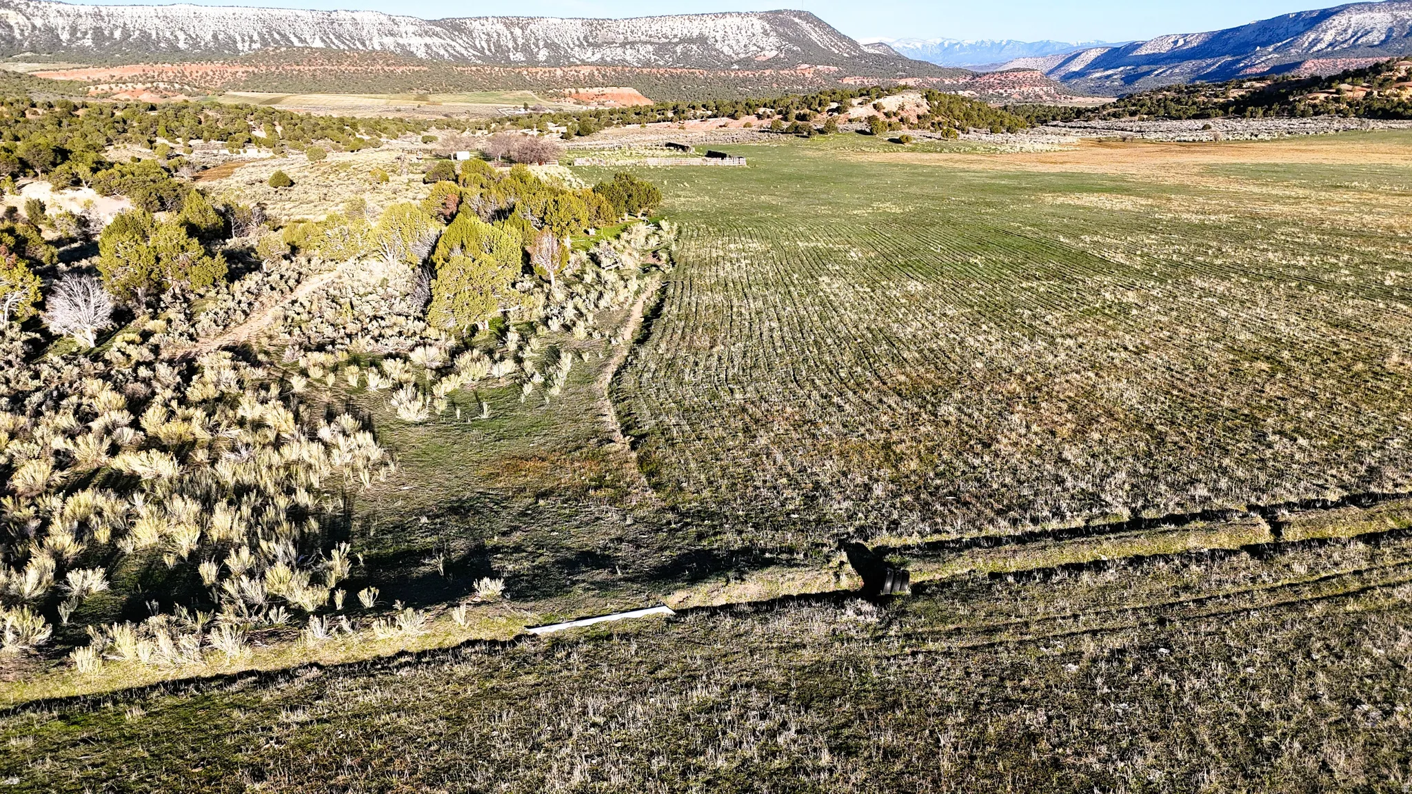 View of mountain background with rural landscape