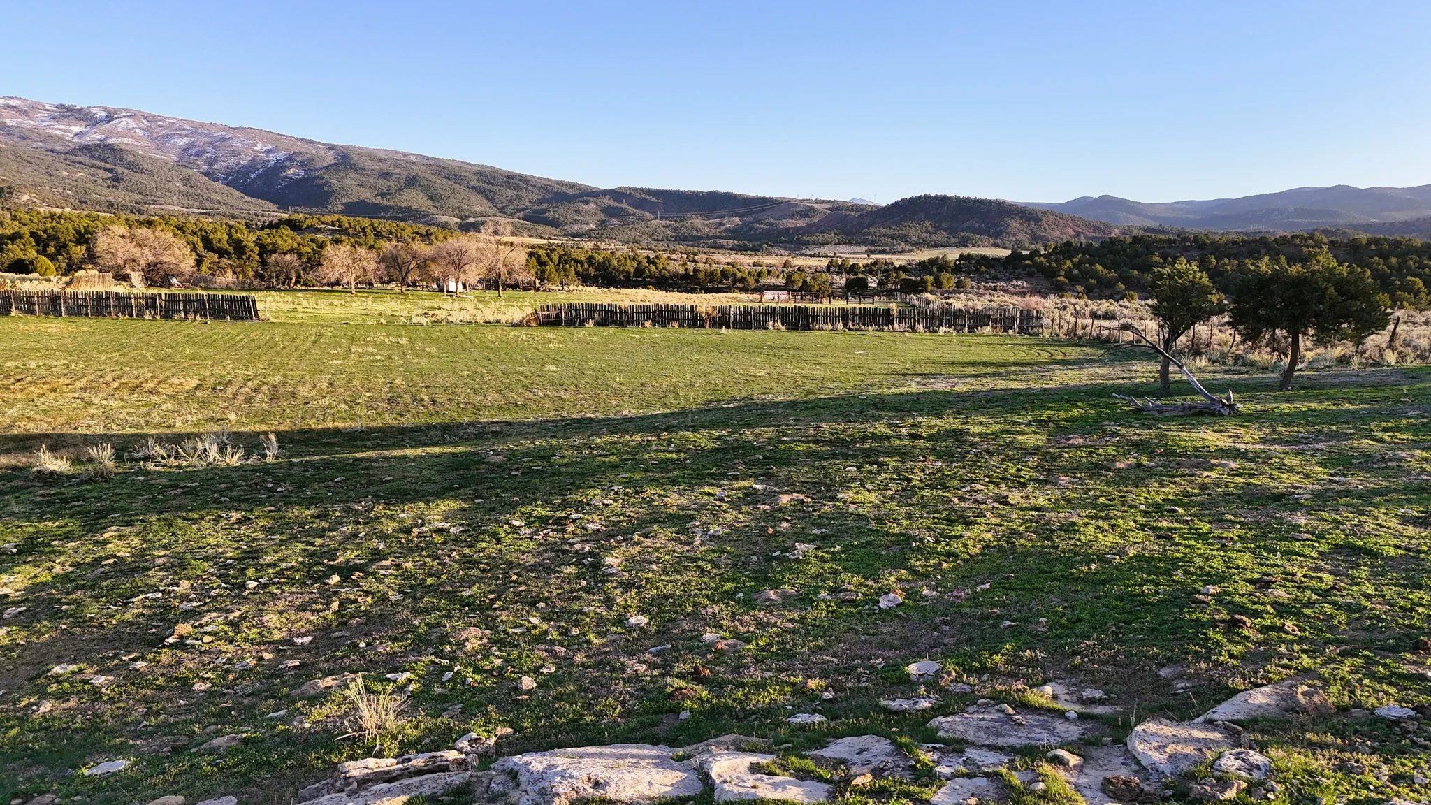 View of mountain background with rural landscape