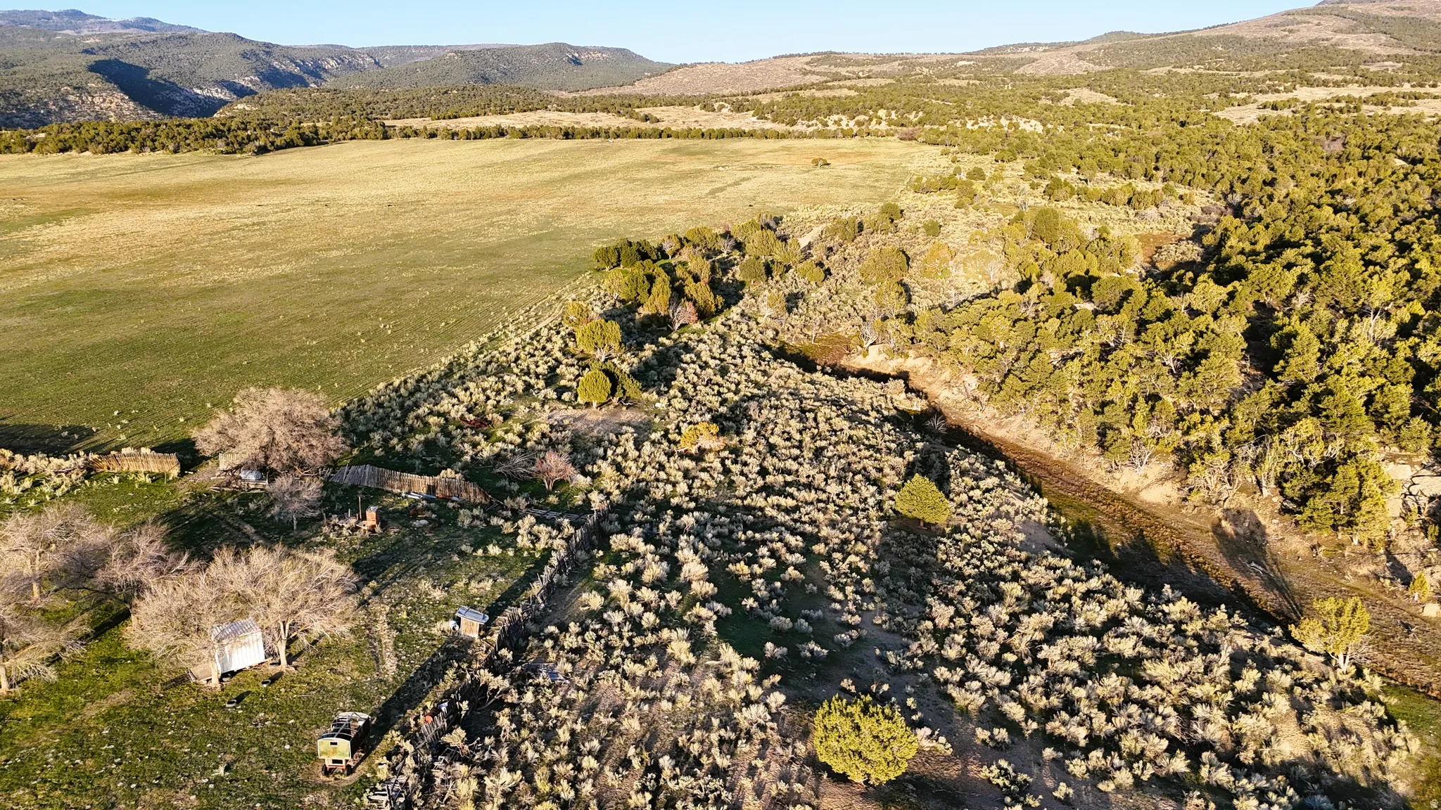 Aerial view of sparsely populated area featuring mountains