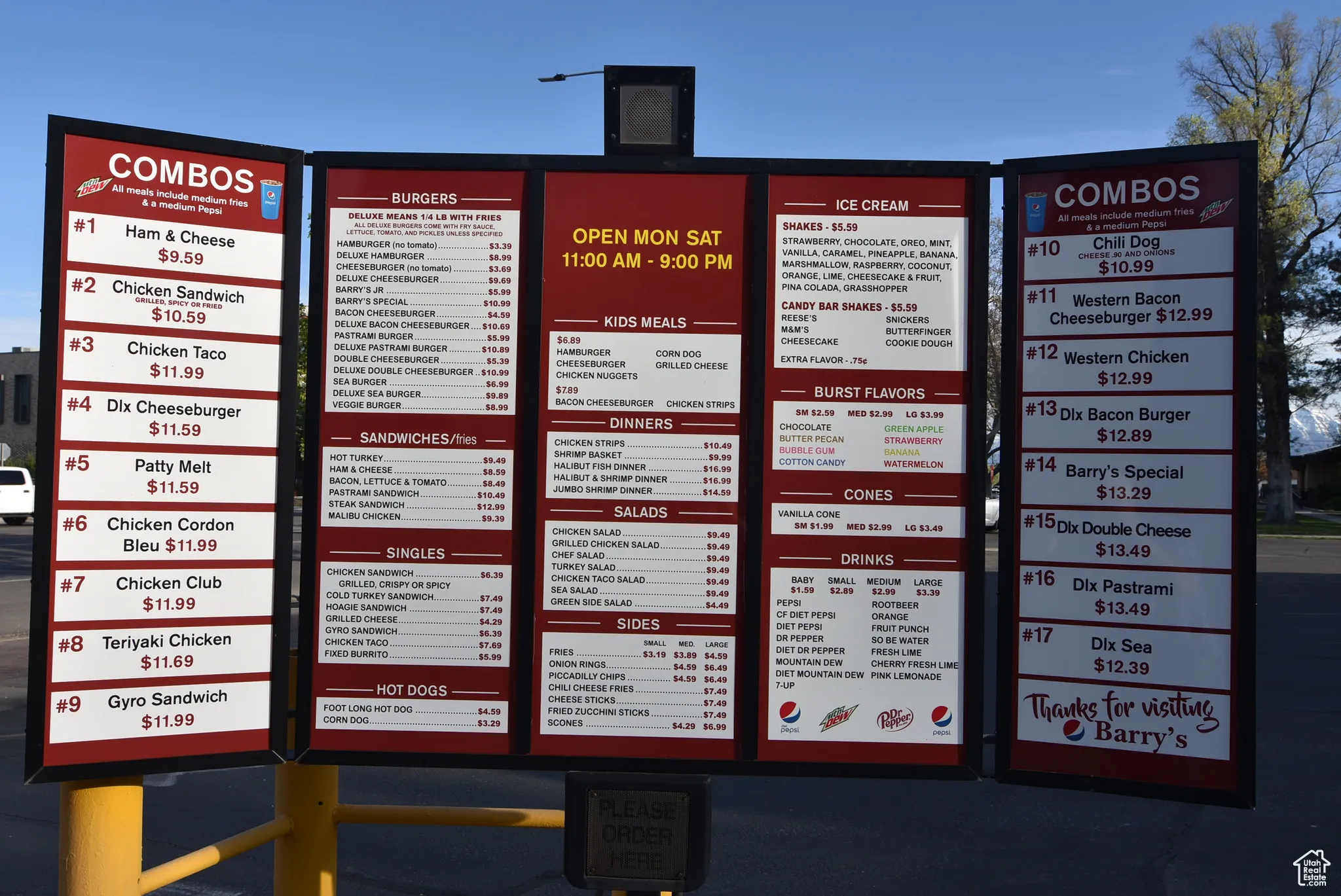 Outside drive-up menu board