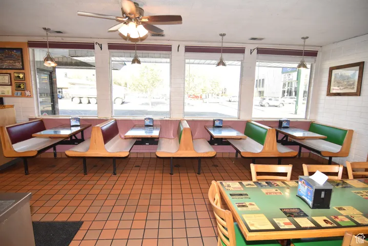 Interior booth and table dining space