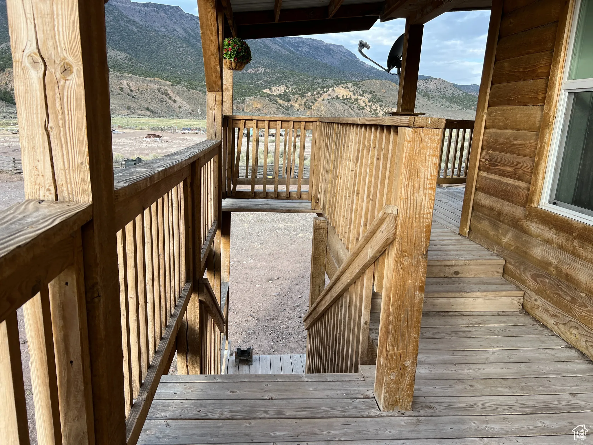 Wooden deck with a mountain view