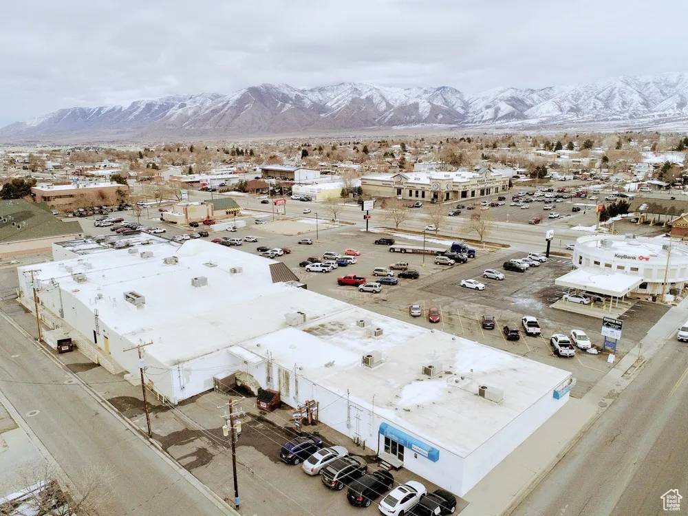 Drone / aerial view with a mountain view