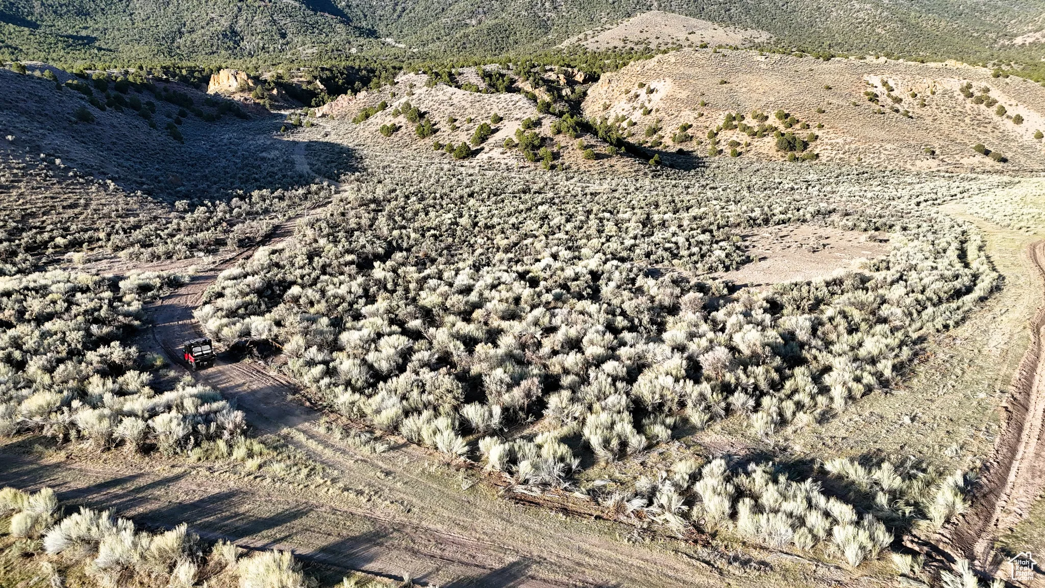 Aerial view of sparsely populated area