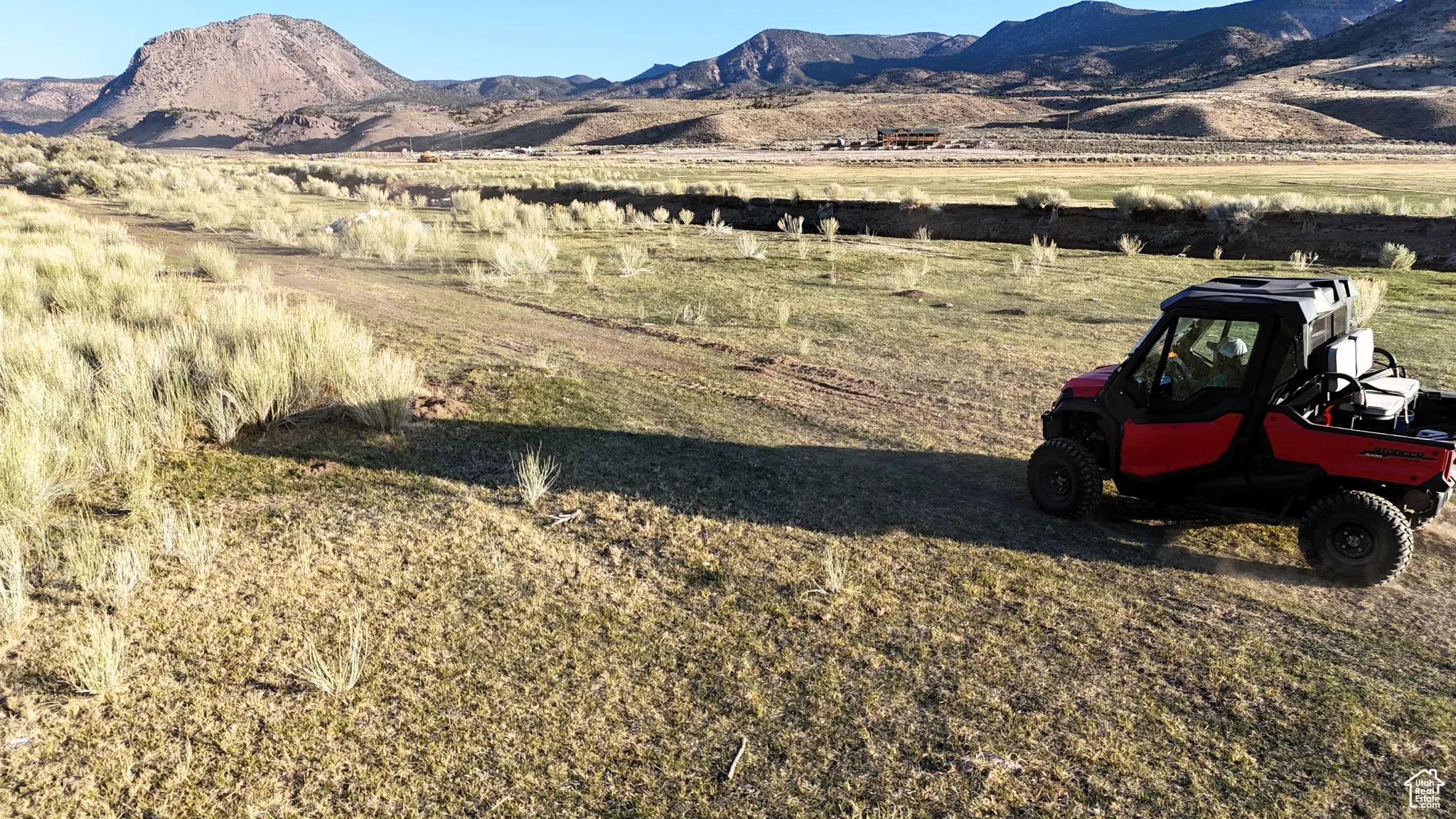 View of mountain background with rural landscape