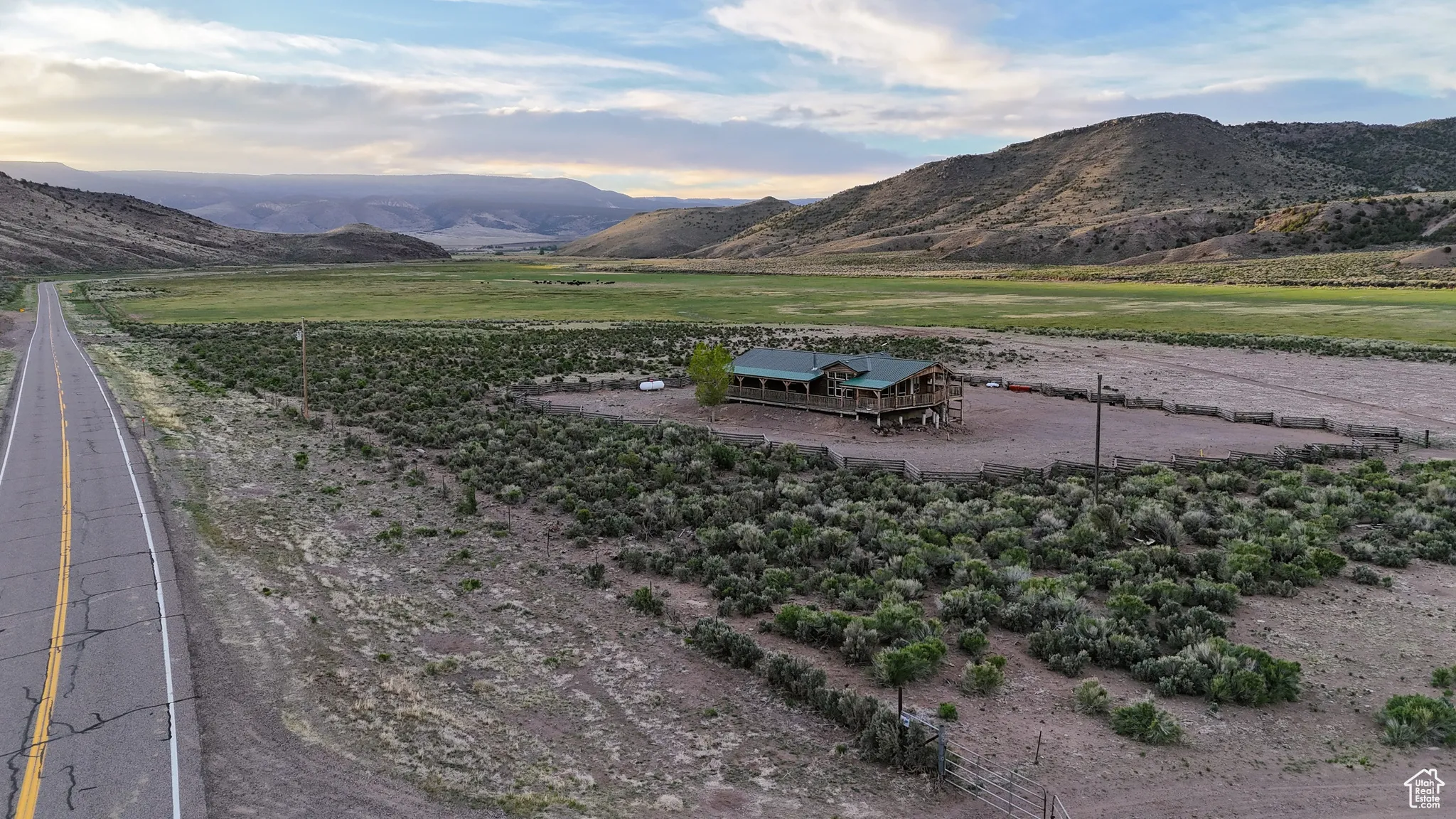 View of mountain background with rural landscape