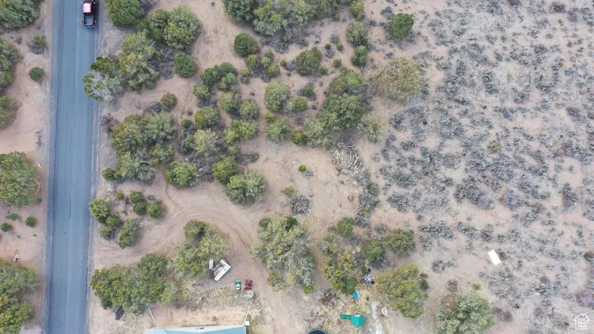Drone / aerial view featuring a rural view and view of desert