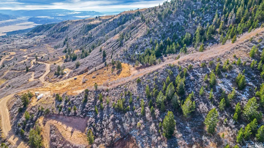 Drone / aerial view with a mountain view