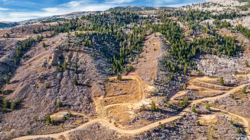 Aerial view featuring a mountain view