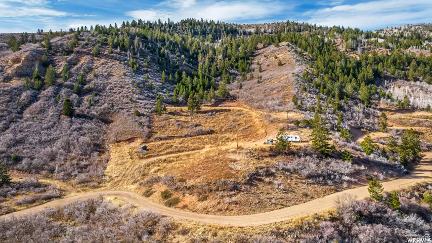 Birds eye view of property with a rural view