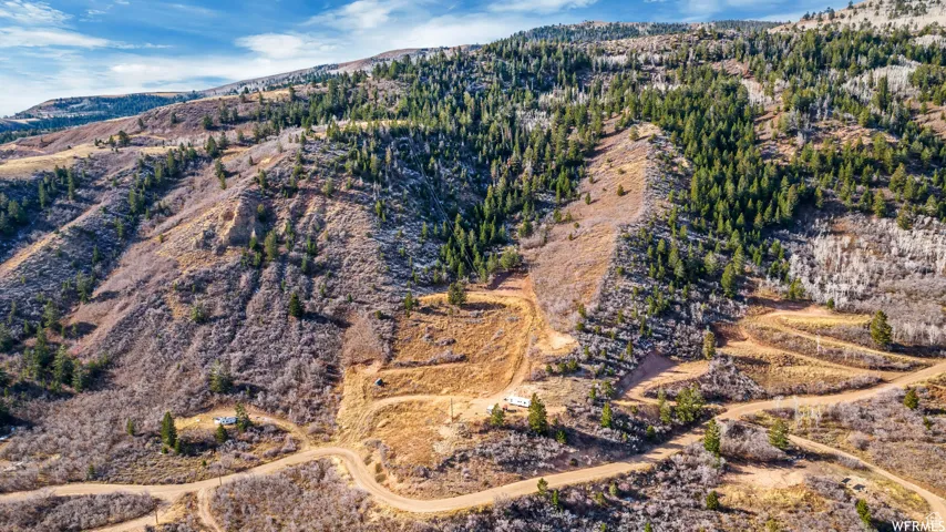 Aerial view featuring a mountain view