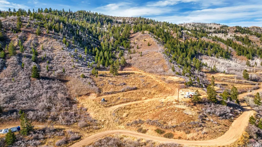 Birds eye view of property with a rural view and a mountain view