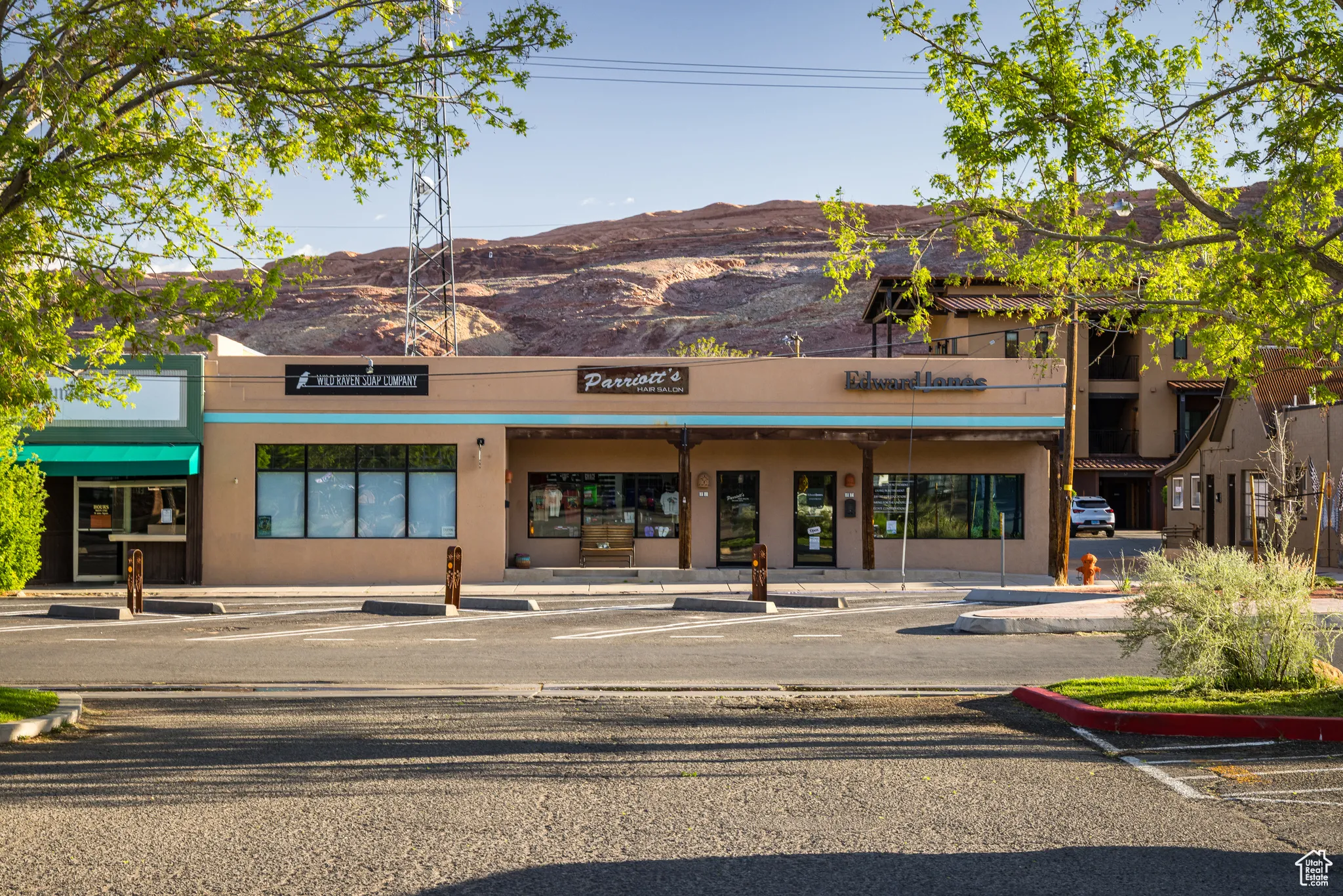 View of building exterior featuring a mountain view