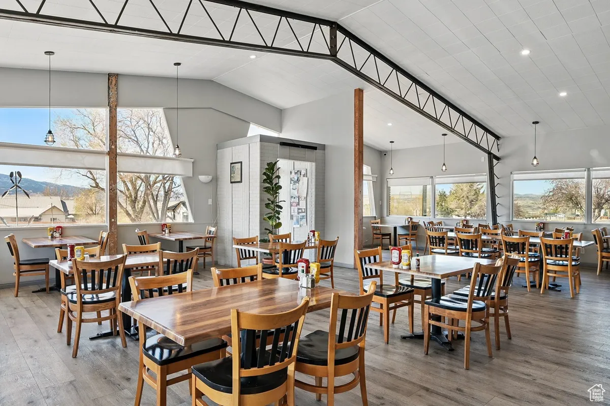 Light-Filled Dining Room With Vaulted Ceilings