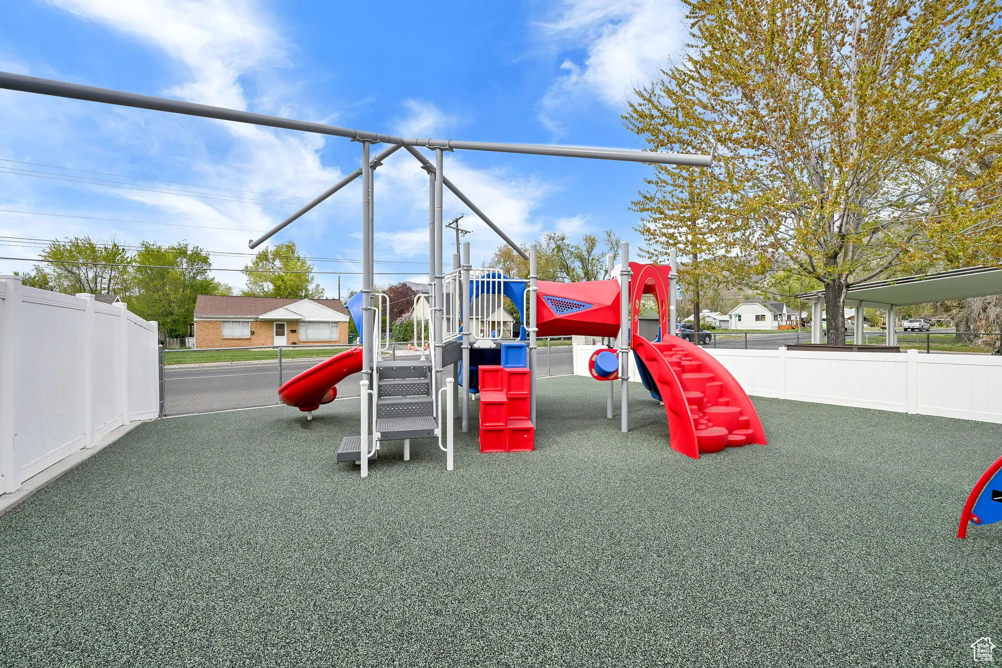 Community play area with fence