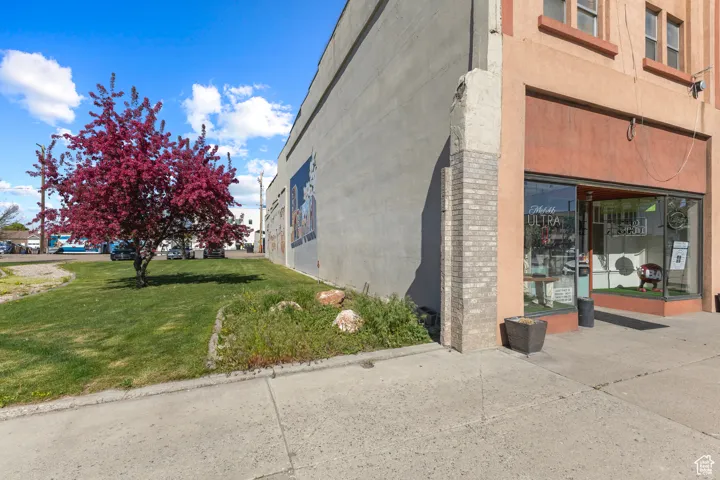 View of home's exterior with a lawn