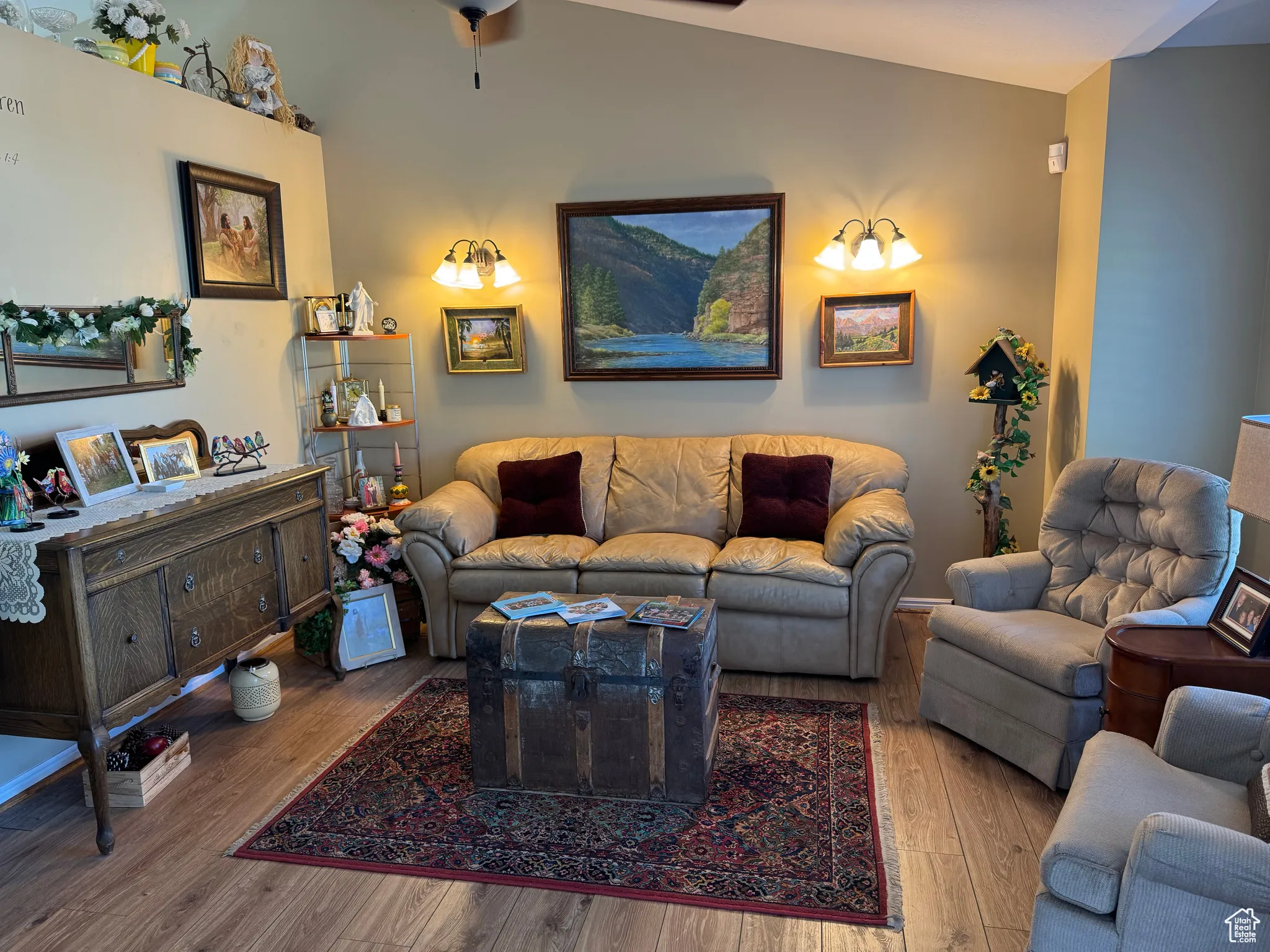 Living room with wood finished floors