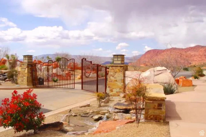 Gate with a mountain view