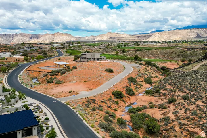 Aerial view of a mountain backdrop