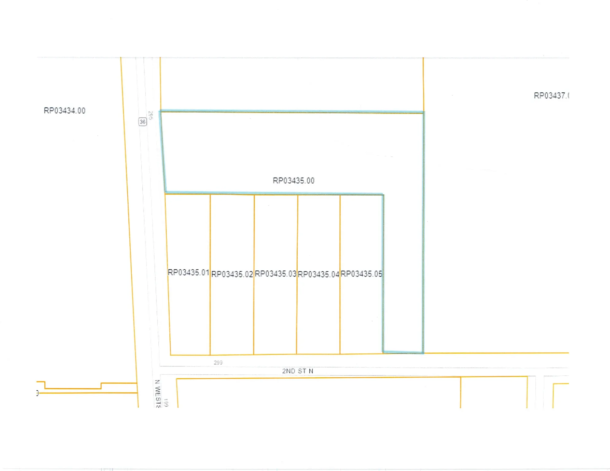 Map showing property parcels