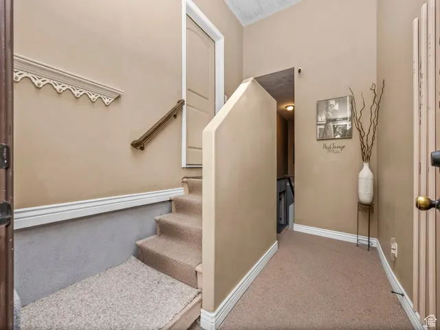 Entrance into the main floor from the garage, and exterior covered entrance into the basement.