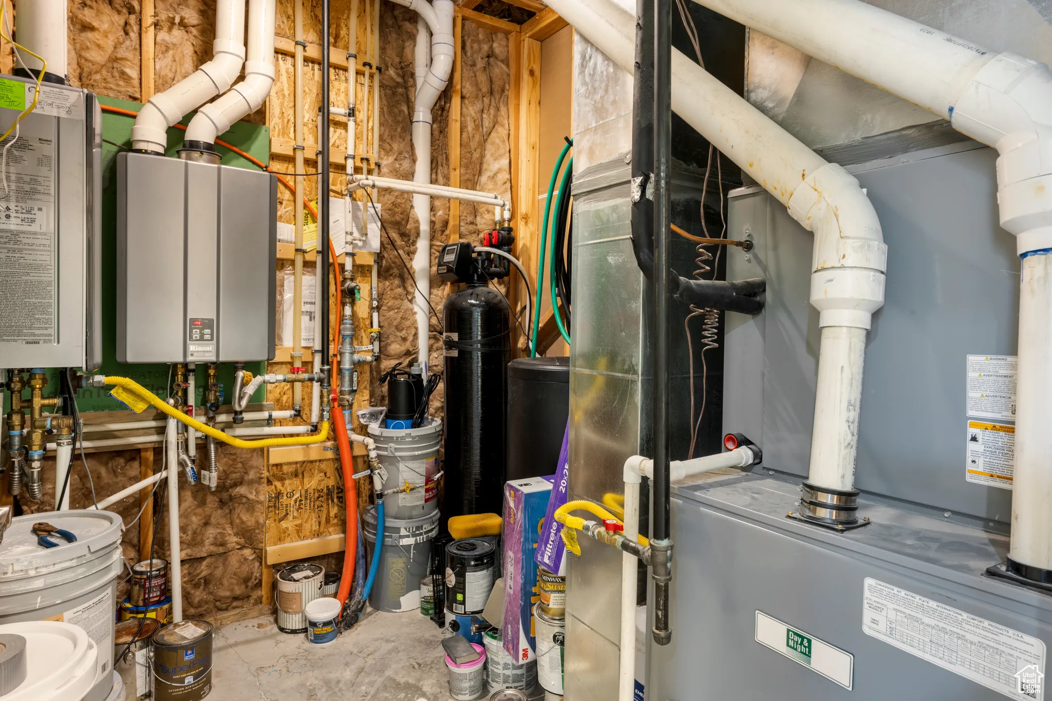 Utilities with heating unit and water heater