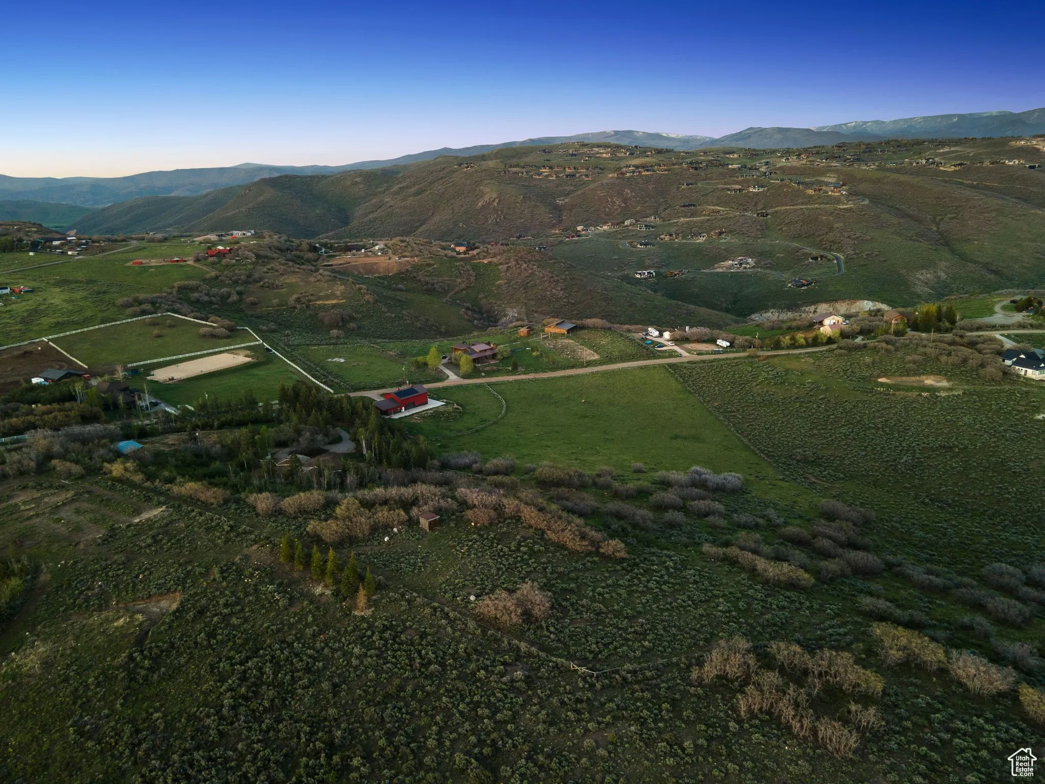 View of mountain background with rural landscape