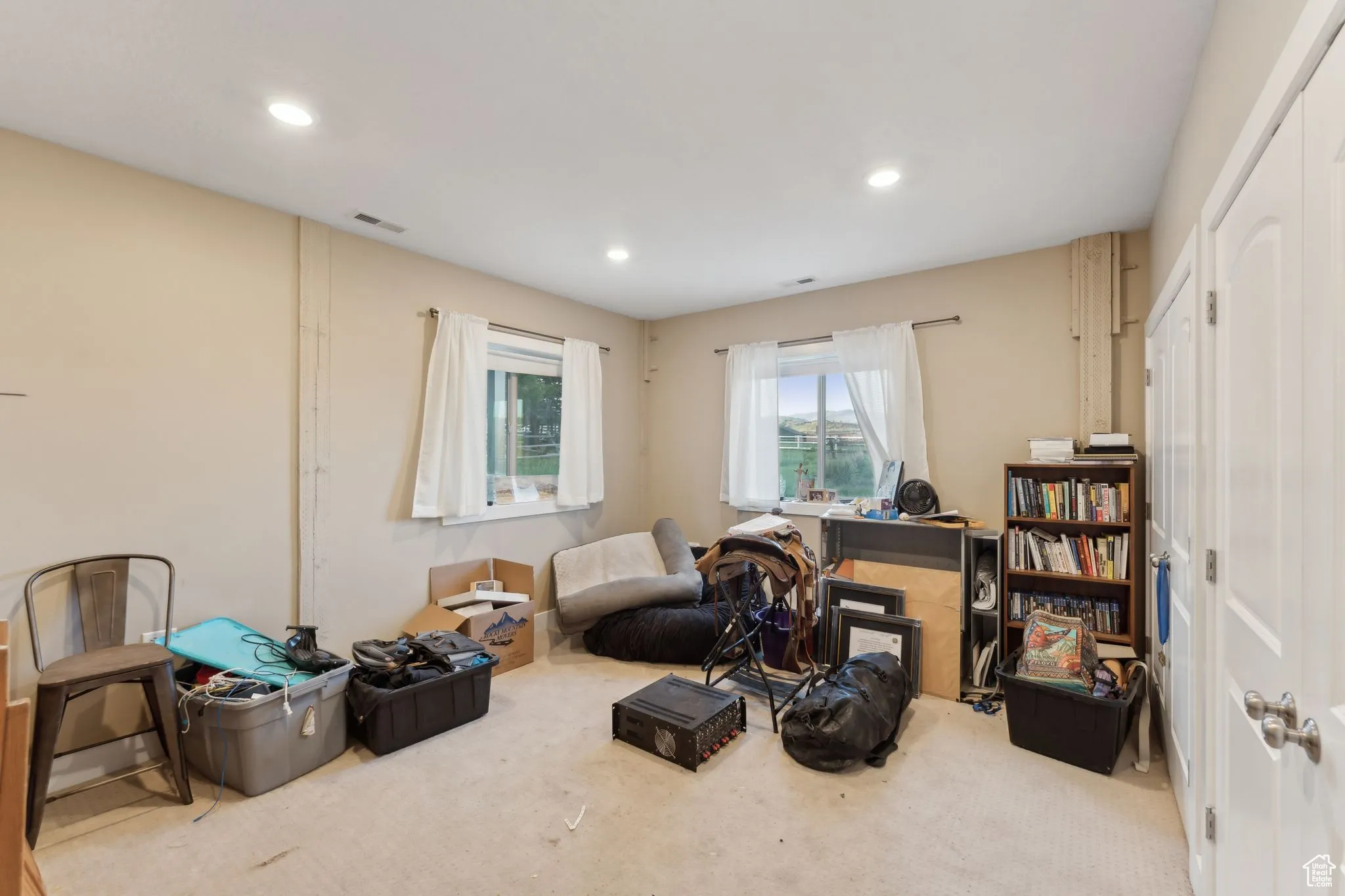 Roper Barn | Sitting room with carpet floors and recessed lighting; \ Conditioned Use