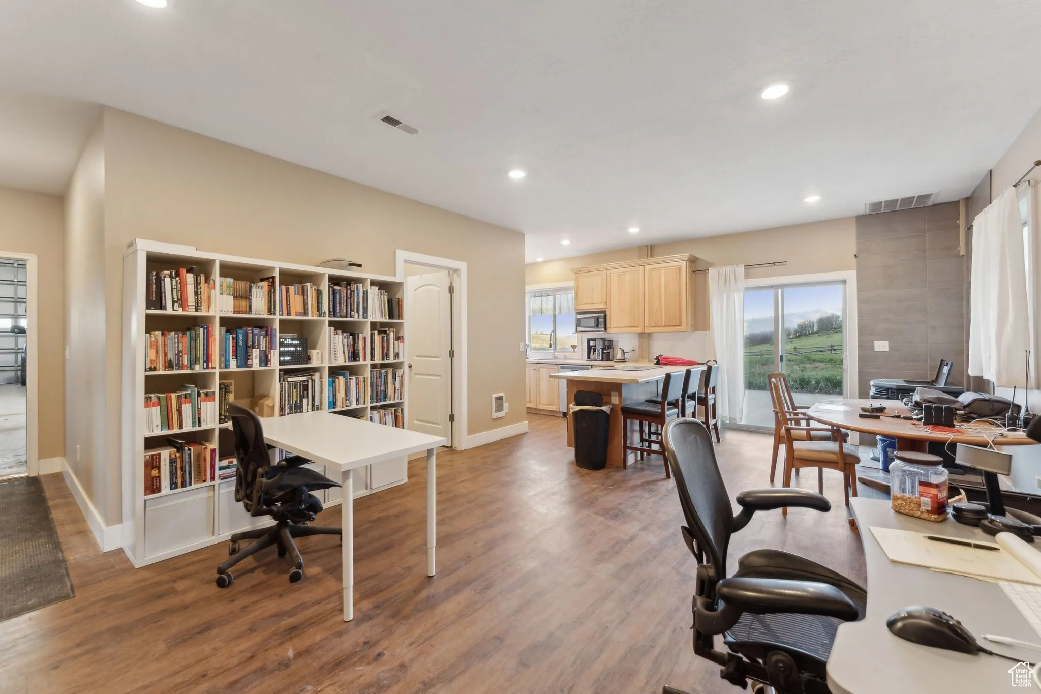 Roper Barn | Home office featuring baseboards, wood finished floors, recessed lighting, and plenty of natural light, | Conditioned Use
