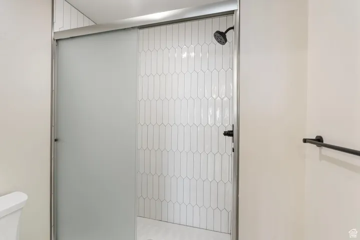 Bathroom with a shower stall