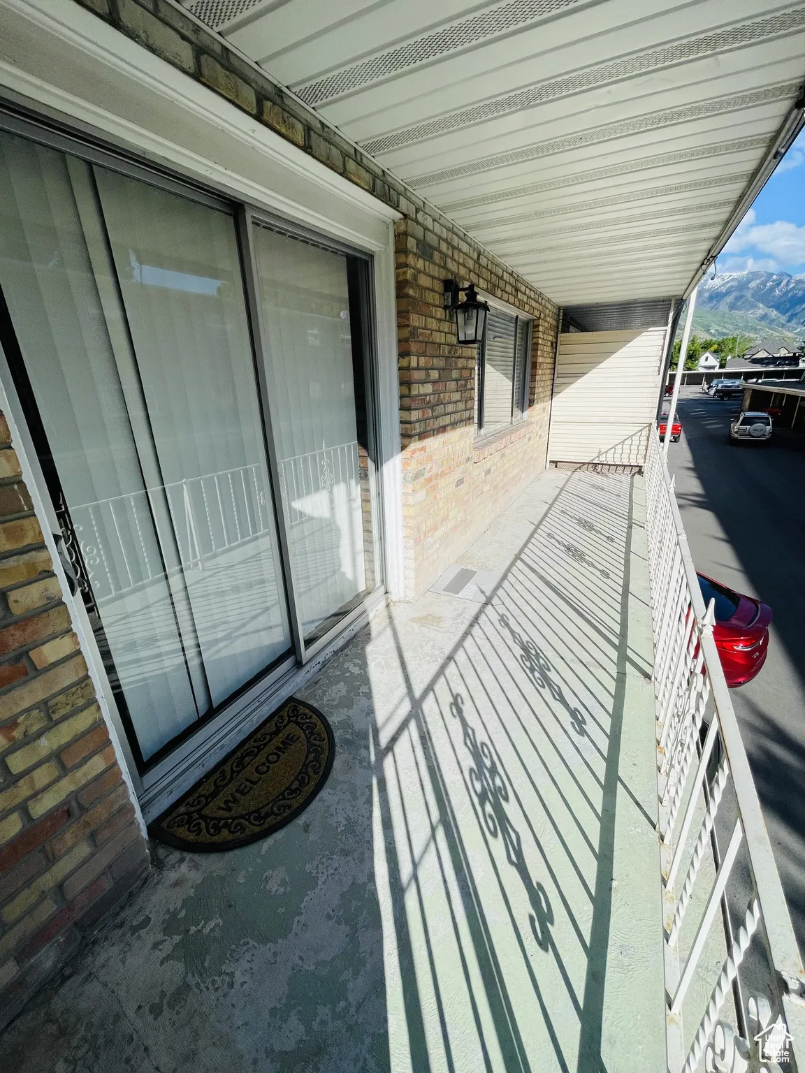 Balcony with a mountain view
