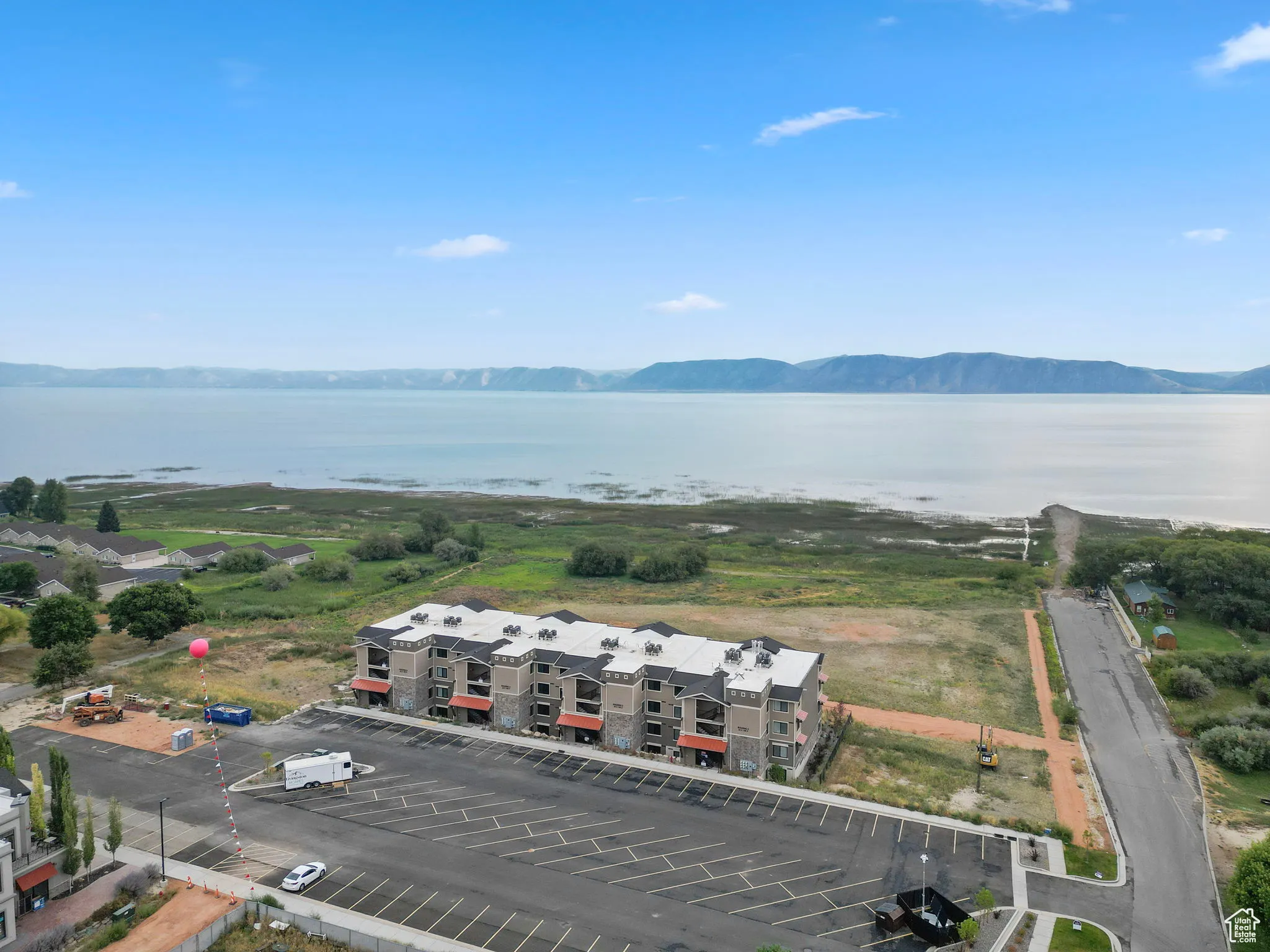 Drone / aerial view of a water and mountain view
