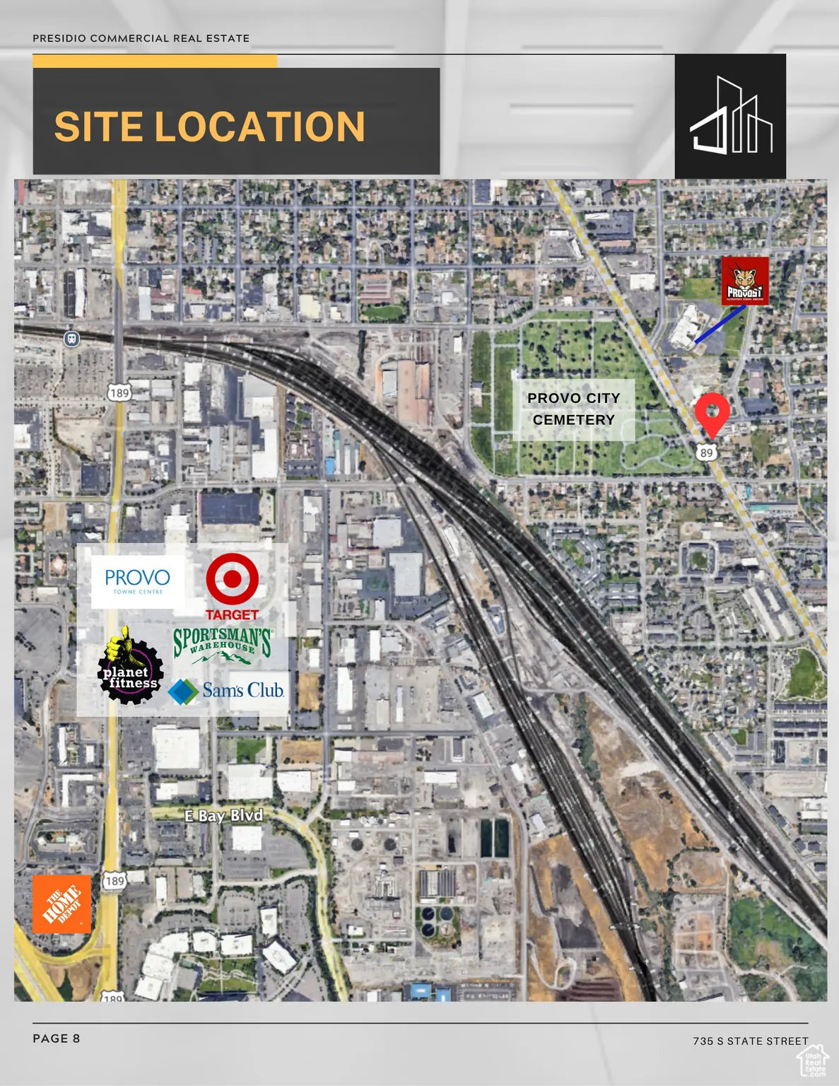 Aerial map of property and surrounding area