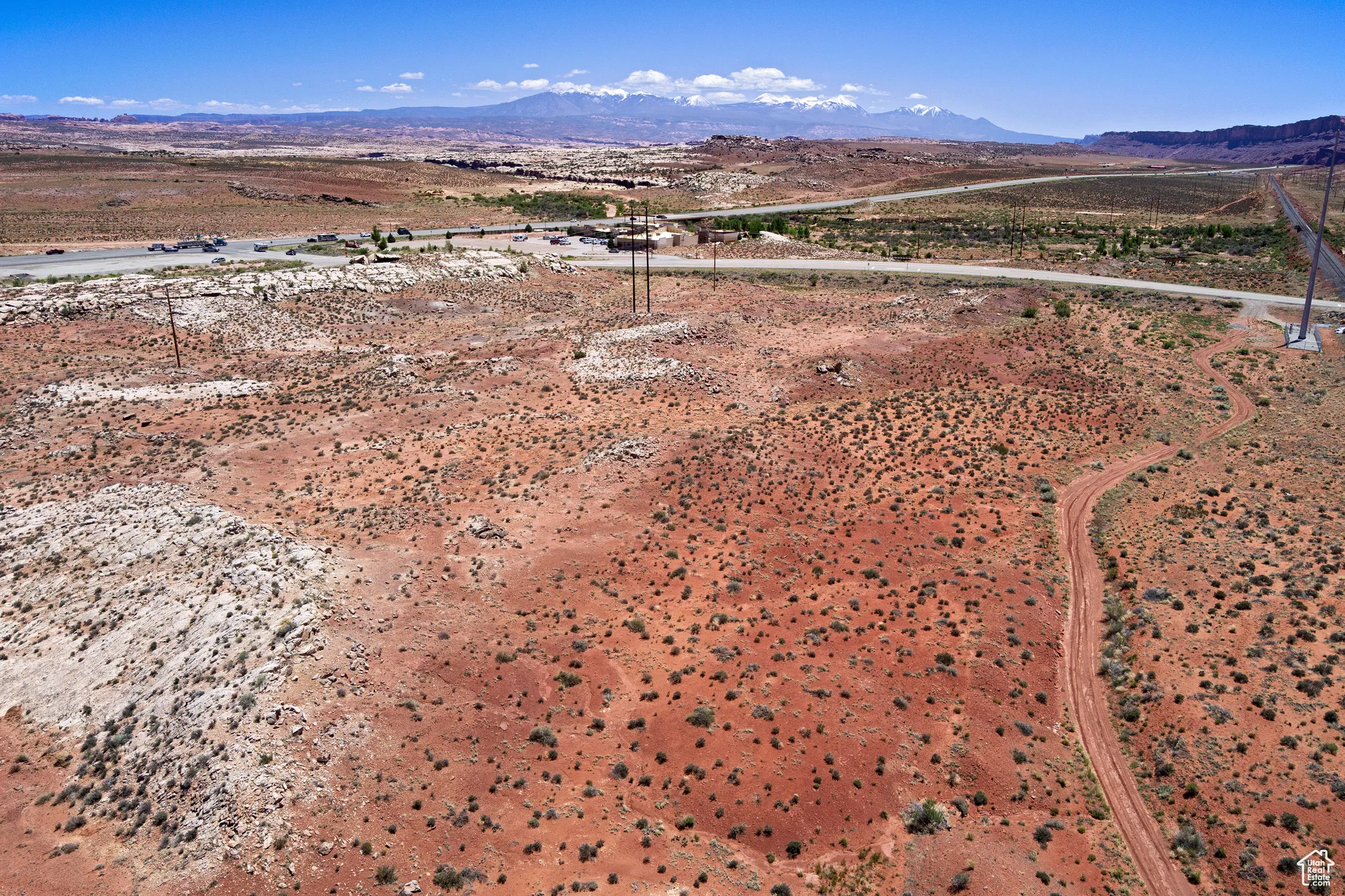 Aerial view of a mountainous background
