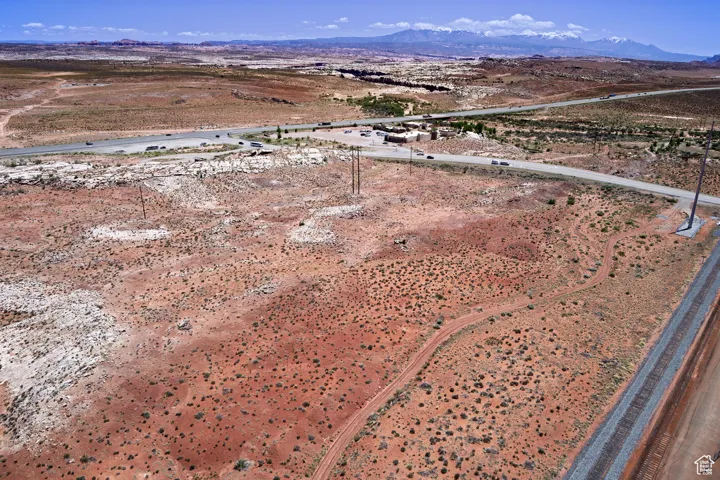 Drone / aerial view of a mountain backdrop