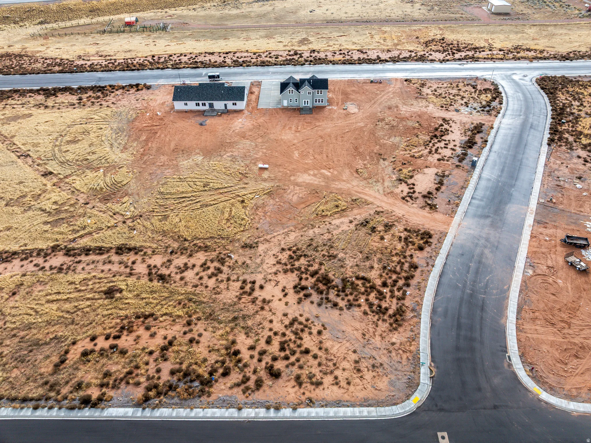 Overview of rural landscape with a desert landscape