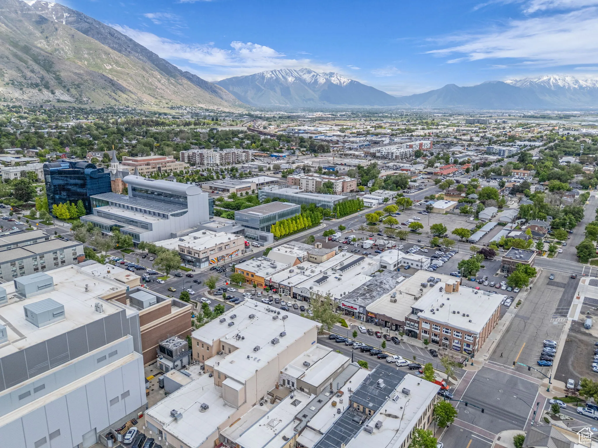 Aerial view of a mountainous background