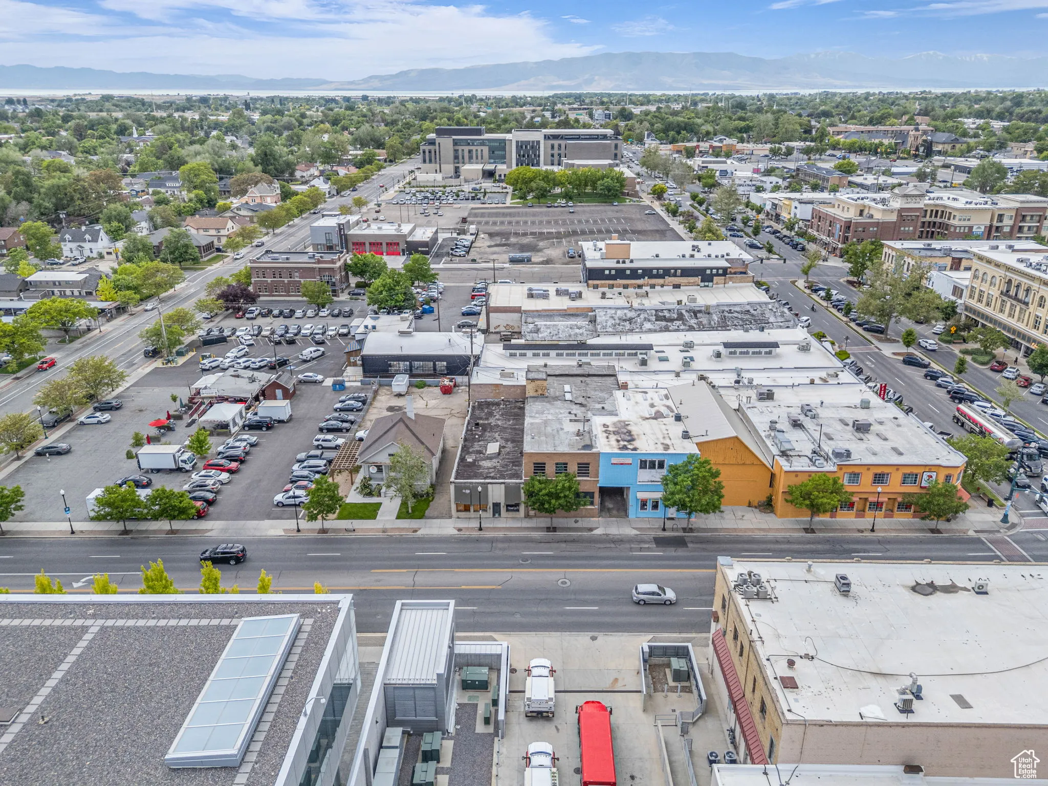 Aerial view of a mountainous background
