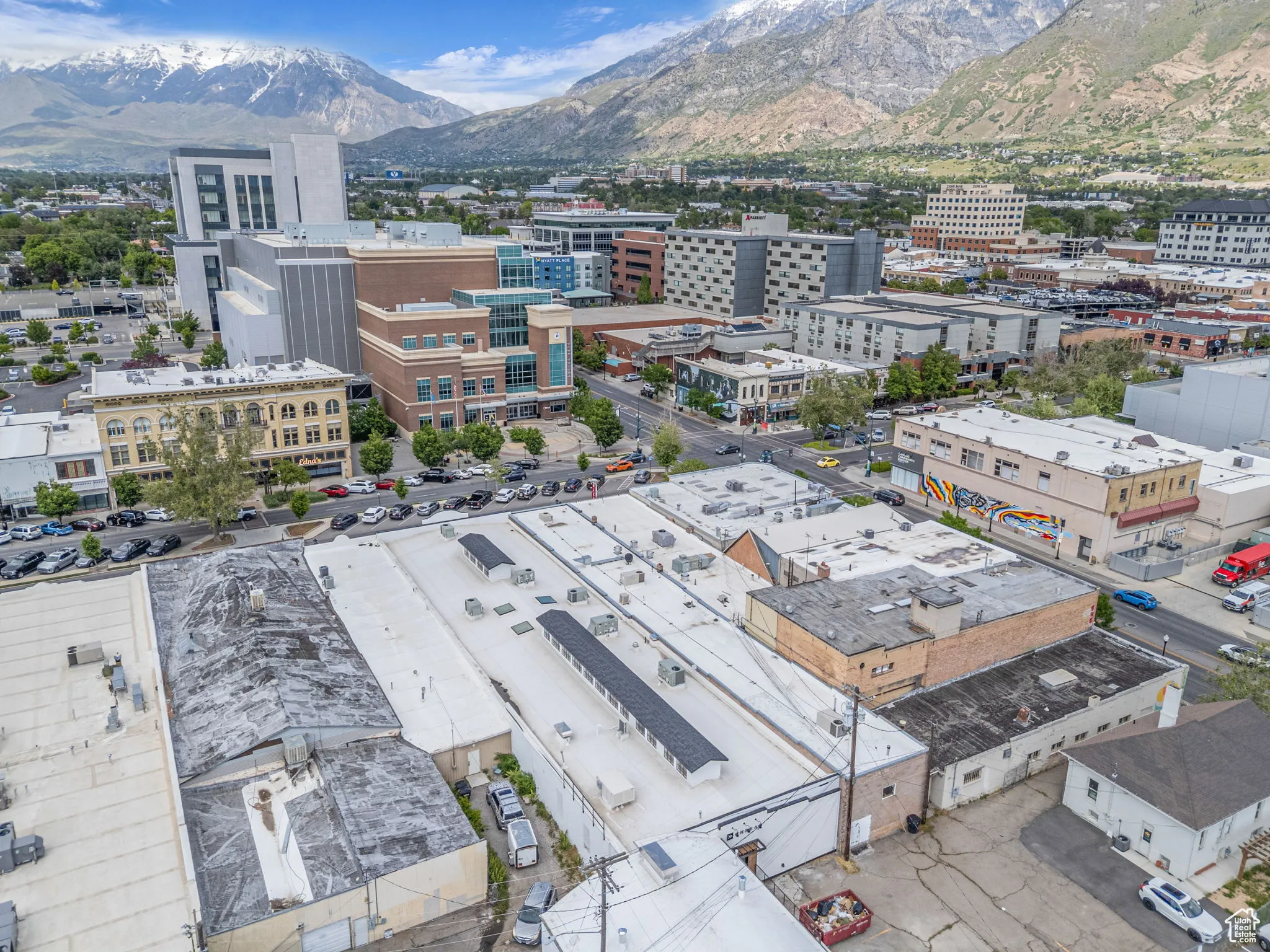 View of urban area with mountains